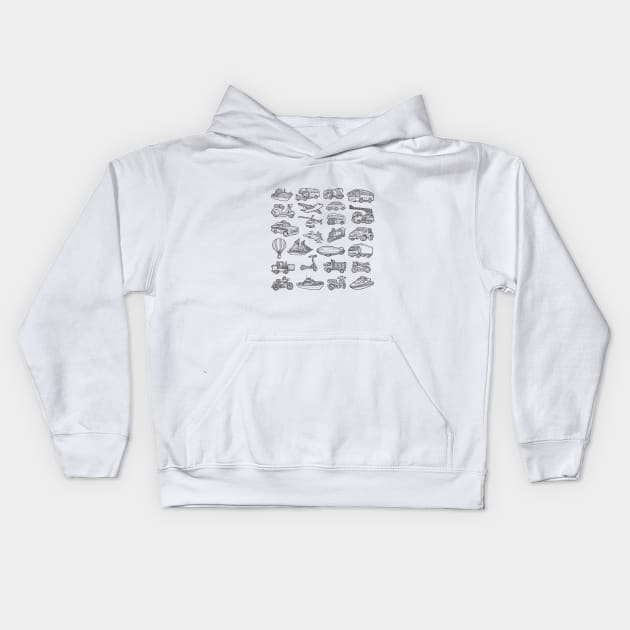 Transportation sketches Kids Hoodie by tsign703